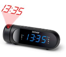 DenverCPR-700 schwarz / Radiowecker mit Zeitprojektion / PLL FM / USB-Ladegerät
