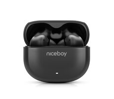 Niceboy Pins 4 schwarz / Kabellose Kopfhörer mit Mikrofon / ANC / Bluetooth 6.0 / IPX4 / Ladecase 