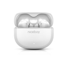 Niceboy Pins 4 weiß / Kabellose Kopfhörer mit Mikrofon / ANC / Bluetooth 6.0 / IPX4 / Ladecase 