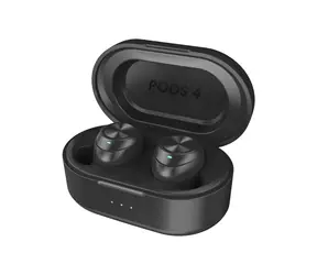 Niceboy Pods 4 schwarz / Kabellose Kopfhörer mit Mikrofon / Bluetooth 5.0 / IPX5 / Ladeetui 