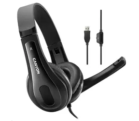 Canyon CNS-CHSU1B / leichtes PC-Headset / USB-A / Leder-Ohrpolster / schwarz