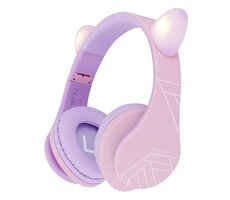 PowerLocus P2 Kids Cat Ears Lila/Türkis / Kabellose Kinderkopfhörer mit Mikrofon / Bluetooth 5.3