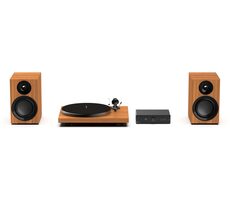 Pro-Ject Colourful Audio System E Walnut / All-in-One-HiFi-System mit Plattenspieler  