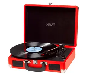 Denver VPL-120 rot / Plattenspieler / Anschluss an PC über USB / ermöglicht die Aufnahme von Schallplatten auf PC