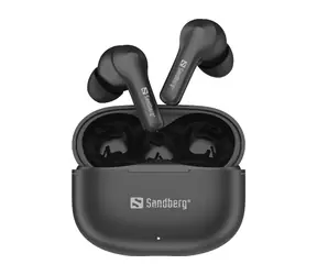Sandberg Play'n Go Kabellose Ohrhörer, schwarz / Kabellose Kopfhörer mit Mikrofon und Ladecase / Bluetooth 6.0 
