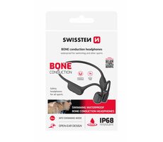 Swissten BONE schwarz / Kabellose Kopfhörer mit Knochenleitung / BT 5.3 / IP68 / 32 GB Speicher