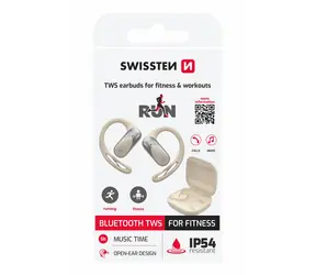 Swissten Run Open Ear beige / Kabelloser Open-Ear-Kopfhörer / BT 5.4 / IP54