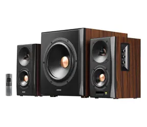 Ausgepackt - Edifier S360DB braun-schwarz / 2.1 / Lautsprecher / 3,5mm Klinke / Opt. / Koax. / Bluetooth / unverpackt