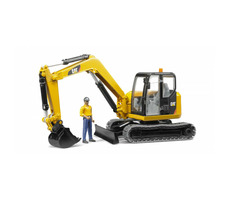 Bruder 02466 CAT Minibagger mit Bauarbeiterfigur / 1:16 / ab 4 Jahren