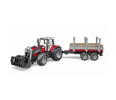 Bruder 02046 Massey Ferguson 7480 mit Frontlader und Holztransporter / 1:16 / ab 3 Jahren