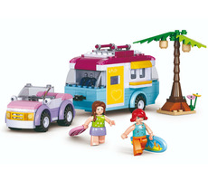 Sluban Girls Dream Holidays M38-B0606 Auto mit Wohnwagen / Lego - kompatibel / Anzahl Figuren|Teile: 2|281 / ab 6 Jahren