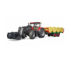 Bruder 3198 Case IH Optum 300 CVX Traktor mit Frontlader und Ballenträger / 4+