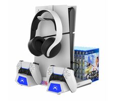 iPega P5S023 Multifunktionaler RGB-Ladeständer mit Kühlung für PS5/PS5 Slim weiß
