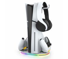 iPega P5S045 Vertikaler Ladeständer mit RGB für PS5/PS5 Slim weiß