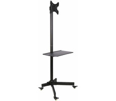 Techly Mobiler Ständer für TV LCD|LED|Plasma 19"-37" 20kg / 360° drehbar / VESA / klappbar / Ablage / schwarz
