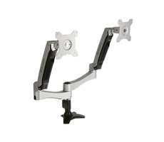 Silverstone ARM22SC Metallhalterung für zwei Monitore bis 24" silber / Vesa 75x75 & 100x100 / schwenkbar / 10 kg Tragkraft