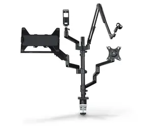 HAMA Tischhalterung für Monitor und 3 weitere Geräte / zum Streamen / Spielen / höhenverstellbar / drehbar