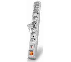 Acar S10 1,5m Kabel / 5+5 Steckdosen / Überspannungsschutz / Weiß