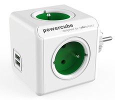 PowerCube Original USB grün / 4 Buchsen / 2x USB- Port