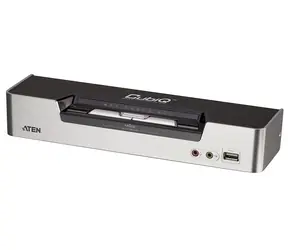 Aten CS1642A / 2- Port DVI Dual View USB 2.0 KVMP-Switch / 2.1 Surround-Sound