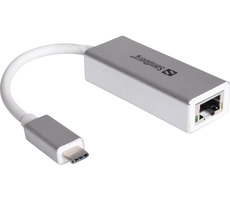 Sandberg USB-C Konverter / für Netzwerkanschluss / RJ45 / silber