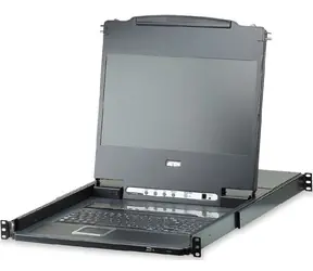 Aten CL-6708MW / 8- Port -KVM-USB / DVI / OSD / Einzelschienen-Rack / 17,3-Zoll-FHD-LCD / Touchpad / Tastatur