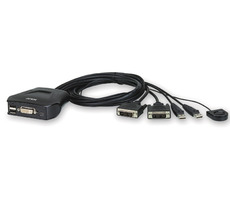 Aten CS-22D / 2- Port DVI KVM USB Mini / integrierte Kabel / Umschalttaste