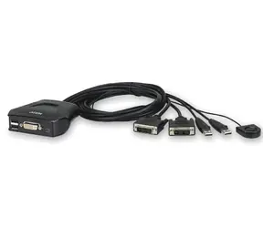 Aten CS-22D / 2- Port DVI KVM USB Mini / integrierte Kabel / Umschalttaste