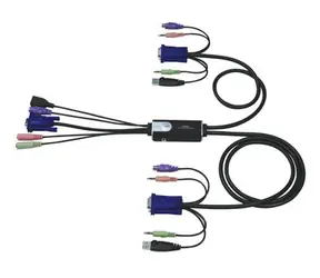 Aten CS-52A / 2- Port KVM Hybrid PS2 + USB Mini / Audio / 1,2 m Kabel