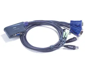 Aten CS-62U / 2- Port -Mini-KVM-USB / Audio / 1,8 m integrierte Kabel