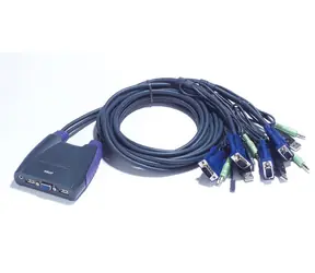 Aten CS-64US / 4- Port KVM USB Mini / Audio / 0,9 m integrierte Kabel