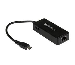 StarTech USB-C - RJ45-Adapter mit zusätzlichem USB 3.0-Anschluss schwarz / für Netzwerkanschluss / RJ45 