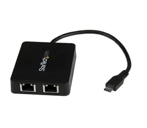 StarTech USB-C - 2x RJ45-Adapter mit extra USB 3.0-Anschluss schwarz / für Netzwerkanschluss / 2x RJ45 