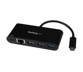 StarTech USB-C-Adapter + 3x USB 3.0 schwarz / für Netzwerkanschluss / RJ45 