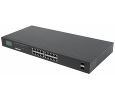 Intellinet Switch 16- Port Gigabit PoE+ LCD / 16- Port / 2x SFP / 1000 Mbit/s / 16x PoE+ / 19"