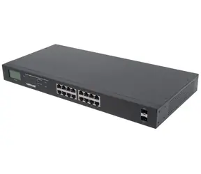 Intellinet Switch 16- Port Gigabit PoE+ LCD / 16- Port / 2x SFP / 1000 Mbit/s / 16x PoE+ / 19"