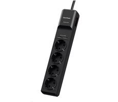 CyberPower P0420SUD0-DE schwarz / Überspannungsschutz / 4 Steckdosen / Schalter / 2x USB / 1,8 m