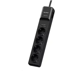 CyberPower P0420SUD0-DE schwarz / Überspannungsschutz / 4 Steckdosen / Schalter / 2x USB / 1,8 m