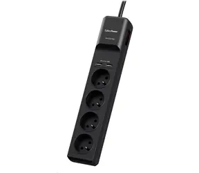 CyberPower P0420SUD0-FR schwarz / Überspannungsschutz / 4 Steckdosen / Schalter / 2x USB / 1,8 m