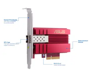 Asus XG-C100F Netzwerkadapter / PCI-Express-Karte / 1 x 10GBase-T / QoS