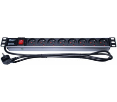 PremiumCord PDU 19" 1HE / 8x230V / 2 m Kabel / Schalter