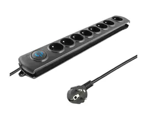 Qoltec 50114 Überspannungsschutz (8 Ausgänge) | Schalter | 3,0m | Schwarz