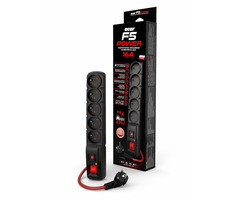 Acar F5 Typ E 10m Kabel / Überspannungsschutz / 16A / 2300 W / 5 Steckdosen (Typ E)