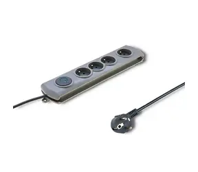 Qoltec 50164 Überspannungsschutz Quick Switch (4 Steckdosen) / Schalter / grau / 2,5m