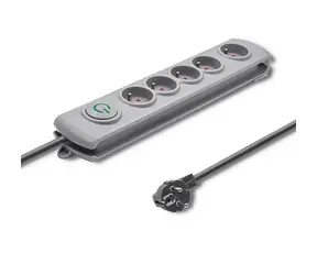 Qoltec Überspannungsschutz Quick Switch (5 Steckdosen) grau / Schalter / 1,8m 