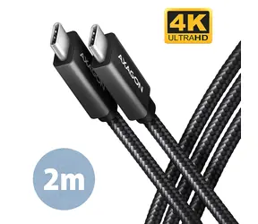 Axagon BUCM32-CM20AB Kabel USB-C auf USB-C schwarz / 2 m / 5 A / 4K HD Video / PD 100W