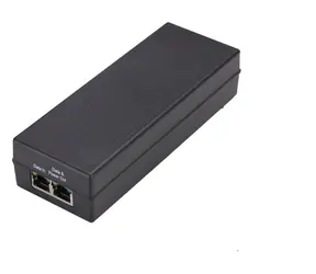 MicroConnect IEEE Gigabit PoE Injector UK schwarz / 802.3 AF / 15,4W 