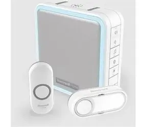 Honeywell Home DC915N Funk-Türklingel Serie 9 / 200m / 8 Melodien / tragbare Basis / 2x Taste (Namensschild, Design)