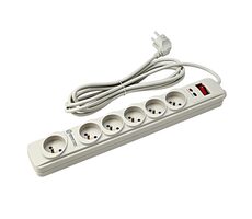 Powerton Extension Überspannungsschutz weiß / 6 Steckdosen / 3M Kabel