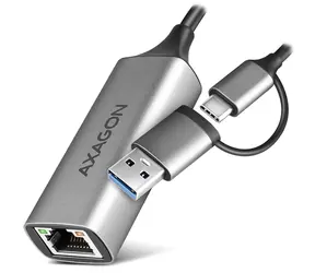Axagon ADE-TXCA, USB-C + USB-A 3.2 Gen 1 - Gigabit-Ethernet-Netzwerkkarte, Asix AX88179, automatische Installation